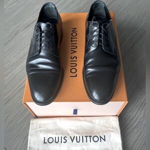 Louis Vuitton 🎬 Black Leather Men's Shoes with Damier finishes